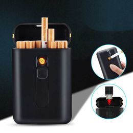 Brand Plastic Fine Smoke Coarse 20 Cigarette Case USB Rechargeable Ultra-thin Lighter Replaceable Tungsten Wire FRY2