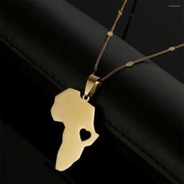 Pendant Necklaces Stainless Steel Africa Heart Map Necklace Women Men African Hiphop Jewellery