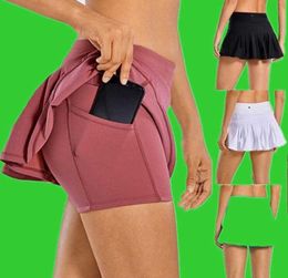 Lu Yoga Tennis Skirt Running Sports Golf Mid-waist Pleated Back Waist Pocket Zipper Gym Cloth jlleGa Breathable design33ess