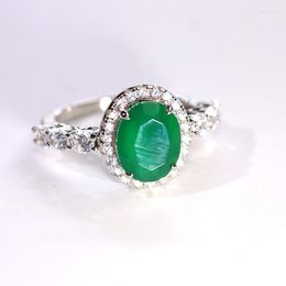 Cluster Rings Sell Ring Hip Hop Luxury 925 Silver Jewelry Green Agate And Zircon Can Be Customized