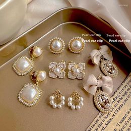 Backs Earrings Premium And Small Pearl Light Luxury Design 2023 Fashion Female Ear Clip Without Hole Accessories