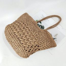 Evening Bags Women Straw Weaving Handbag Simple Solid Colour Tote Bag Summer Hollow Out Underarm Casual Large Capacity Shopping 2023