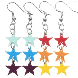 Pendant Necklaces 2 Pairs Pentagram Decoration Lugs Women Jewellery Alloy Miss Dangle Girls