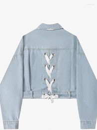 Women's Jackets Strap Denim Jacket For Women 2023 Loose Fitting Hong Kong Style Short Niche High-end Design Top