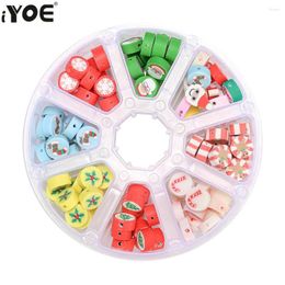 Beads IYOE 120pcs 10mm Christmas Kit Santa Snowflake Snowman Polymer Clay For DIY Necklace Bracelet Jewelry Making Set