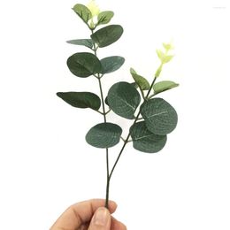 Decorative Flowers 10Pcs Artificial Plant Eucalyptus Leaf Home Bedroom Decor Green Money Wedding Party Fake