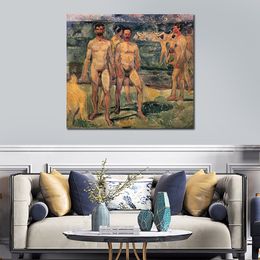 Abstract Canvas Art Bathing Men Edvard Munch Handcrafted Oil Painting Modern Decor Studio Apartment