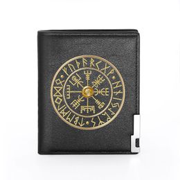 Vintage Viking Design Leather Wallet Classic Men Women Billfold Slim Credit Card/ID Holders Money Bag Male Short Purses