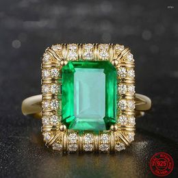 Cluster Rings TIEEYINY 925 Sterling Silver Emerald Finger For Women Wedding Charm Jewelry Gift