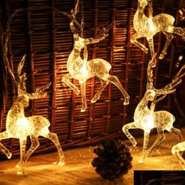 Party Decoration 20Pcs Christmas Deer Lights Outdoor Led Curtain Icicle String Year Wedding Garland Light Ins Y0720 Drop Delivery Ho Dhcqf