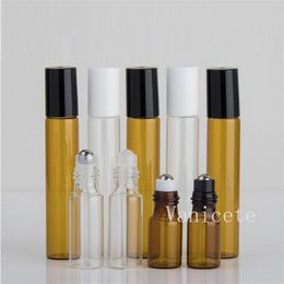 3ml 5ml 10ml Glass Roll On Bottles Tawny White Rolls Beaded Bottle Perfume Split-bottle Portable Mini cosmetics Empty-Bottles by sea T9I002367