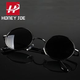 Sunglasses Retro Vintage Round Polarised Men Brand Designer Sun Glasses Women Alloy Metal Frame Black Lens Eyewear Driving UV400 230707