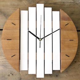 Wall Clocks Wooden Clock Modern Design Nordic Living Room Decoration Kitchen Art Watch Home Decor 12 Inch