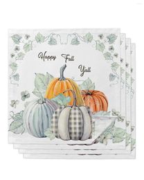 Table Napkin Thanksgiving Fall Pumpkin White Napkins Set Christmas Festival Home Wedding Party Dinner Cloth