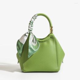 Evening Bags Genuine Leather Bag For Women 2023 Vegetable Basket Handbag Temperament Wild Silk Scarf Shoulder Crossbody