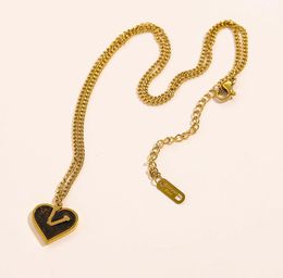 Charm Womes Designe 18K Gold Plated Pendant Necklaces High-end Brand Letter Stainless Steel Links Chains Necklace Inlaid Crystal Geometry Heart Pendants Jewellery