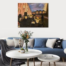 Modern Abstract Canvas Art Evening on Karl Johan Edvard Munch Handmade Oil Painting Contemporary Wall Decor