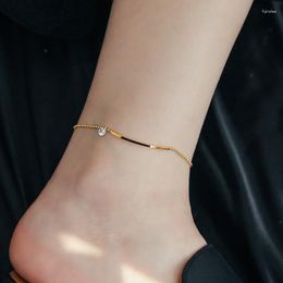 Anklets 2023 Summer Ladies Gold Colour Smile Anklet Zircon Short Foot Chain For Women's Simple Jewellery Gift