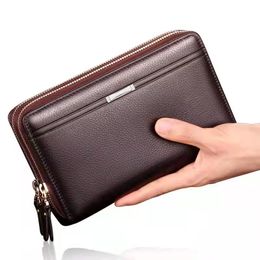 Great quality Mens designer wallets long style large capacity double zipper male fashion casual coin zero card purses clutchs no406