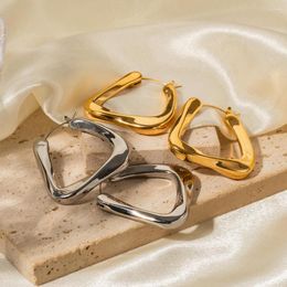 Stud Earrings Stainless Steel For Women 18k Gold-plated Trapezoidal Hoop Earings Womens Fashion Jewellery