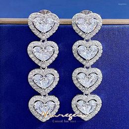 Dangle Earrings Vinregem 18K White Gold Simulated Sapphire Gemstone Heart Tassel Drop 925 Sterling Silver Wedding Party Women Jewelry