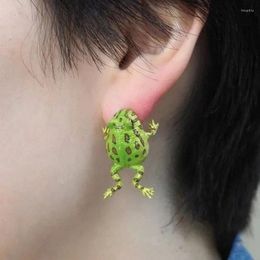 Stud Earrings Green Frog Female Personalised Cute Animal Earstuds Without Ear Holes Clip Women Jewellery