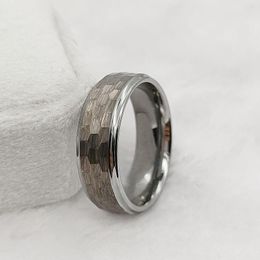 Wedding Rings Real Tungsten Carbide Ring Cool Male Hammered Unique Fashion Designer Jewelry Couples For Men And Women