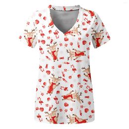 Women's T Shirts Womens Active Short Sleeve Top V Neck Sleeved Pockets Printed Shirt Undershirts Long