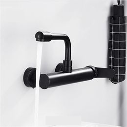 Kitchen Faucets Faucet Black/Silver Brass 360 Rotate Nozzle Tap Single Handle Bathroom Fold-able Cold Water Sink Mixer Taps