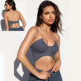 Lu Yoga Camisole Sports Bras Bodycon女性トレーニングフィットネスLLブラジャースパゲッティストラップスポーツタンクランニングランニング