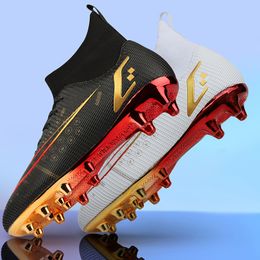 Safety Shoes Teenagers Electroplated Sole Football Shoes Lightweight Anti-slip Male Soccer Boots Black and White Matching Style Cleats In 230707