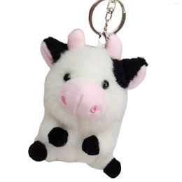 Keychains Lanyards Lovely Cow Plush Keychain Toy Portable and Lightweight Stuffed for Students Backpack Decoration Ly