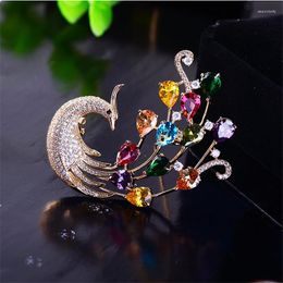 Brooches Large Phoenix Brooch Shine Colorful Zircon Crystal Corsage Vintage Bridal Scarf Pin Animal Pins Luxury Gift For Women