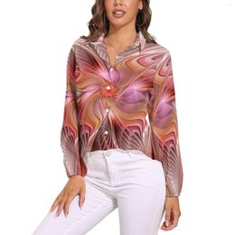 Women's Blouses Abstract Butterfly Blouse Long-Sleeve Fantasy Fractal Art Cute Female Casual Oversized Shirts Clothing Birthday Present