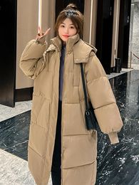 Pants 30 Degrees Winter Women Hooded Parkas Xlong Jackets Casual Thick Warm Windproof Coat Female Outwear Long Streetwear Size 3xl