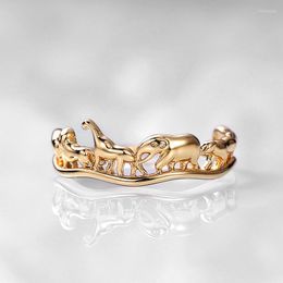 Wedding Rings Female Cute Jewelry Small Animal Ring Yellow Gold Color For Women Charm Pinky Irregular Engagement