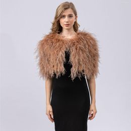 Scarves Natural Rea Ostrich Fur Feather Shawl Cape Furry 2023 Fluffy Wedding Party Luxurious Bride