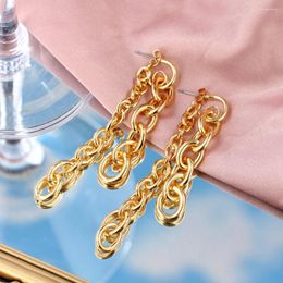 Dangle Earrings Statement Long Tassel Metal Link Chain Drop For Women Simple Gold Silver Colour Geometric Fashion Jewellery Gift