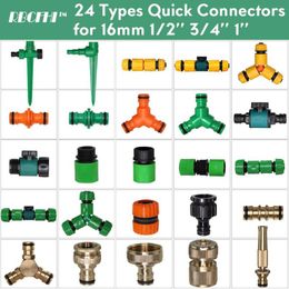 Watering Equipments RBCFHI 24 Types Garden Water Connectors For 16MM 1/2'' 3/4'' Sprinkler Tubing Coupling Adaptor Repair