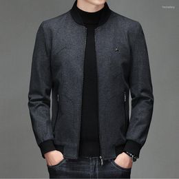 Men's Jackets High Quality Business Jacket Stand Collar Zipper Casual Coat Tops Brand Middle Aged Husband Men Clothing