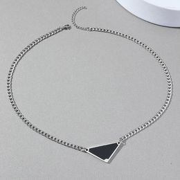 Pendant Necklaces Trendy Punk Black Triangle Letter Necklace For Women Men Stainless Steel Geometry Chain Chokers Wedding Party Gift