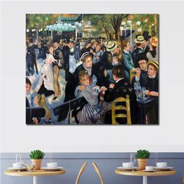 Female Canvas Art Ball at The Moulin De La Galette Pierre Auguste Renoir Paintings Handmade Romantic Modern Bedroom Decor