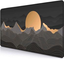 Black and Gold Desk Mat Mousepad XL35.4x15.7 in Abstract Mountains and Moon XXL Gaming Large Mouse Pad Computer Accessories