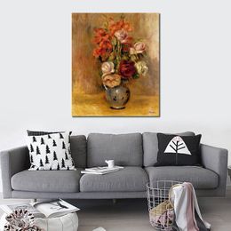 High Quality Pierre Auguste Renoir Paintings Vase of Gladiolas and Roses Handmade Canvas Art Contemporary Living Room Decor