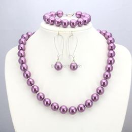 Necklace Earrings Set Accessories Christmas Gifts 10mm Purple Glass Round Pearl Beads Bracelet Earring Sets Jewellery Making Design Women