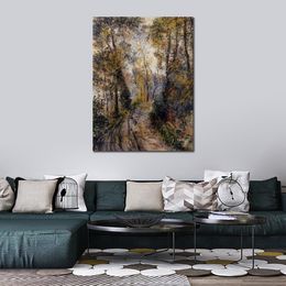 Handmade Impressionist Landscape Canvas Art The Path Through The Forest Pierre Auguste Renoir Painting Decor for The Kitchen