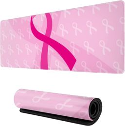 Pink Breast Cancer XL Large Mouse Pad for Desk Non-Slip Long Extended Keyboard Pads Mousepad Rubber Table Mat 31.5X11.8Inch