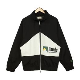 Giacca rhude maschere designer cappotto in piedi con cerniera con cerniera collare cortometraggi pilota casual top versatile sciolta sciolta cappotti molla