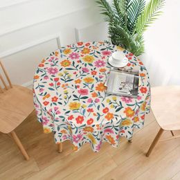 Table Cloth Vintage Colourful Floral Bohemian Round Waterproof Tablecloth Washable Garden Restaurant Decor Coffee Picnic Mat