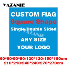 Banner Flags YAZANIE Any Size Square Shape Single Double Sided Brand Custom Made Printed Flags and Banners Advertising Large Print Flags 230707